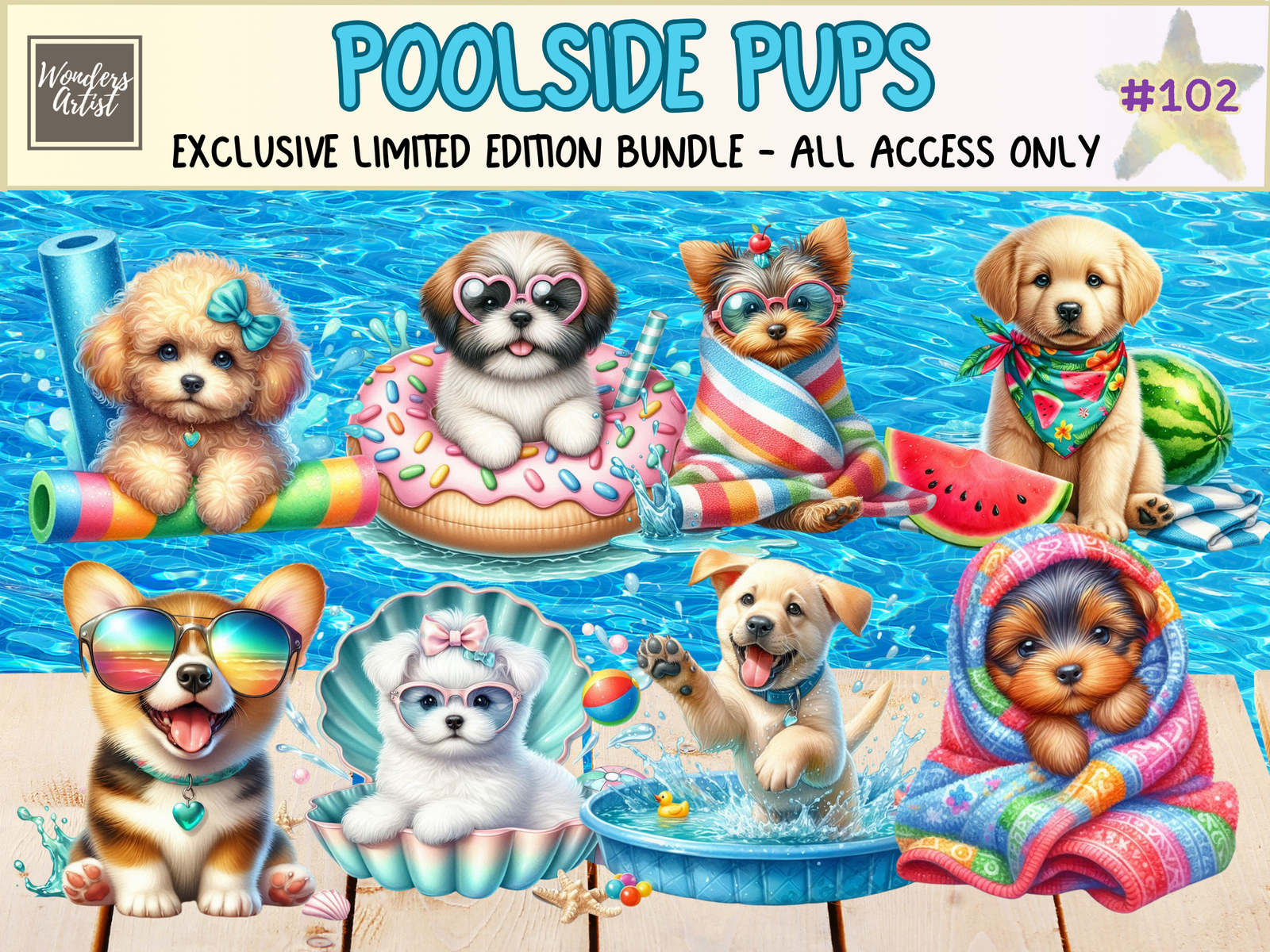 Poolside Pups Clipart (LIMITED EDITION) image 1