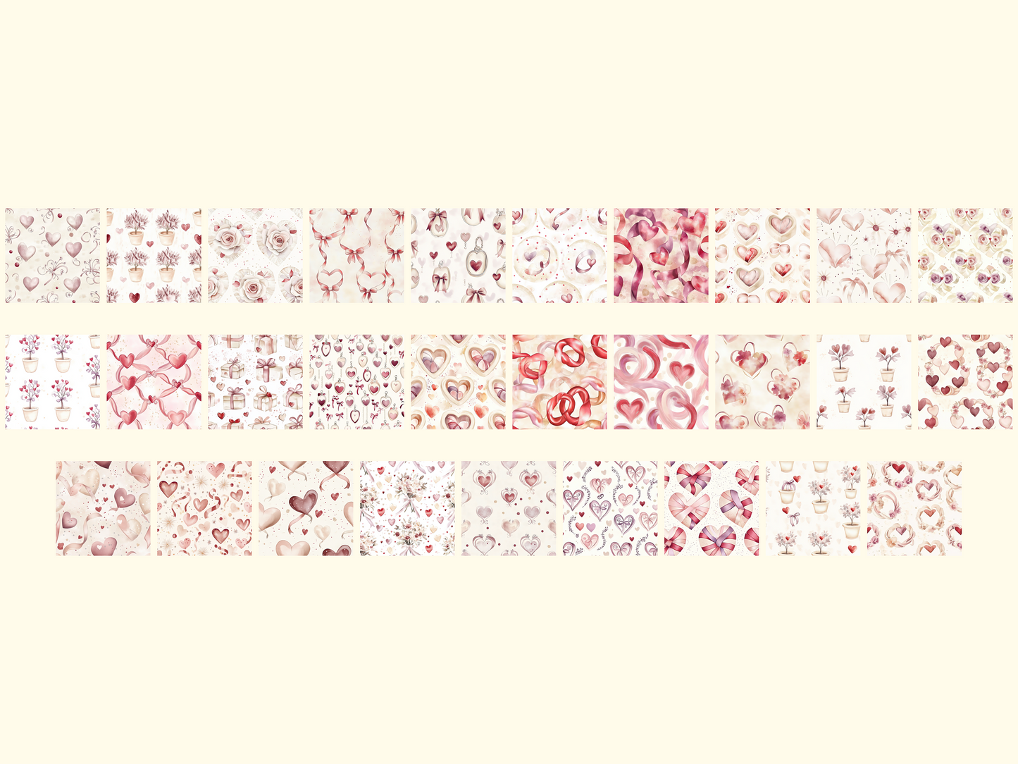 Ribbon Hearts Digital Paper