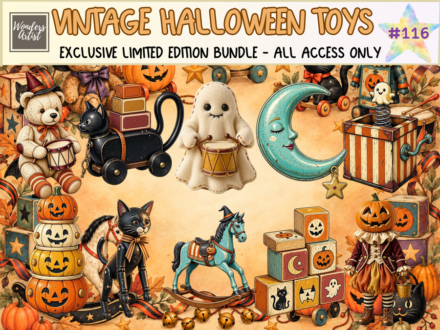 Vintage Halloween Toys Clipart (LIMITED EDITION BUNDLE)