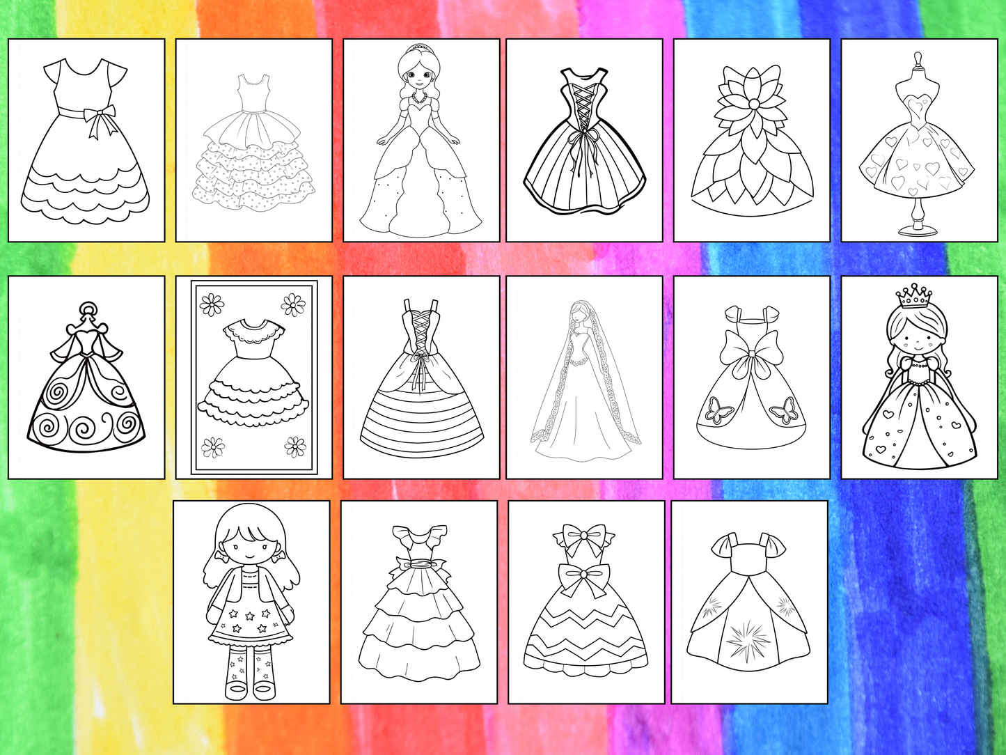 Princess Dresses coloring pages