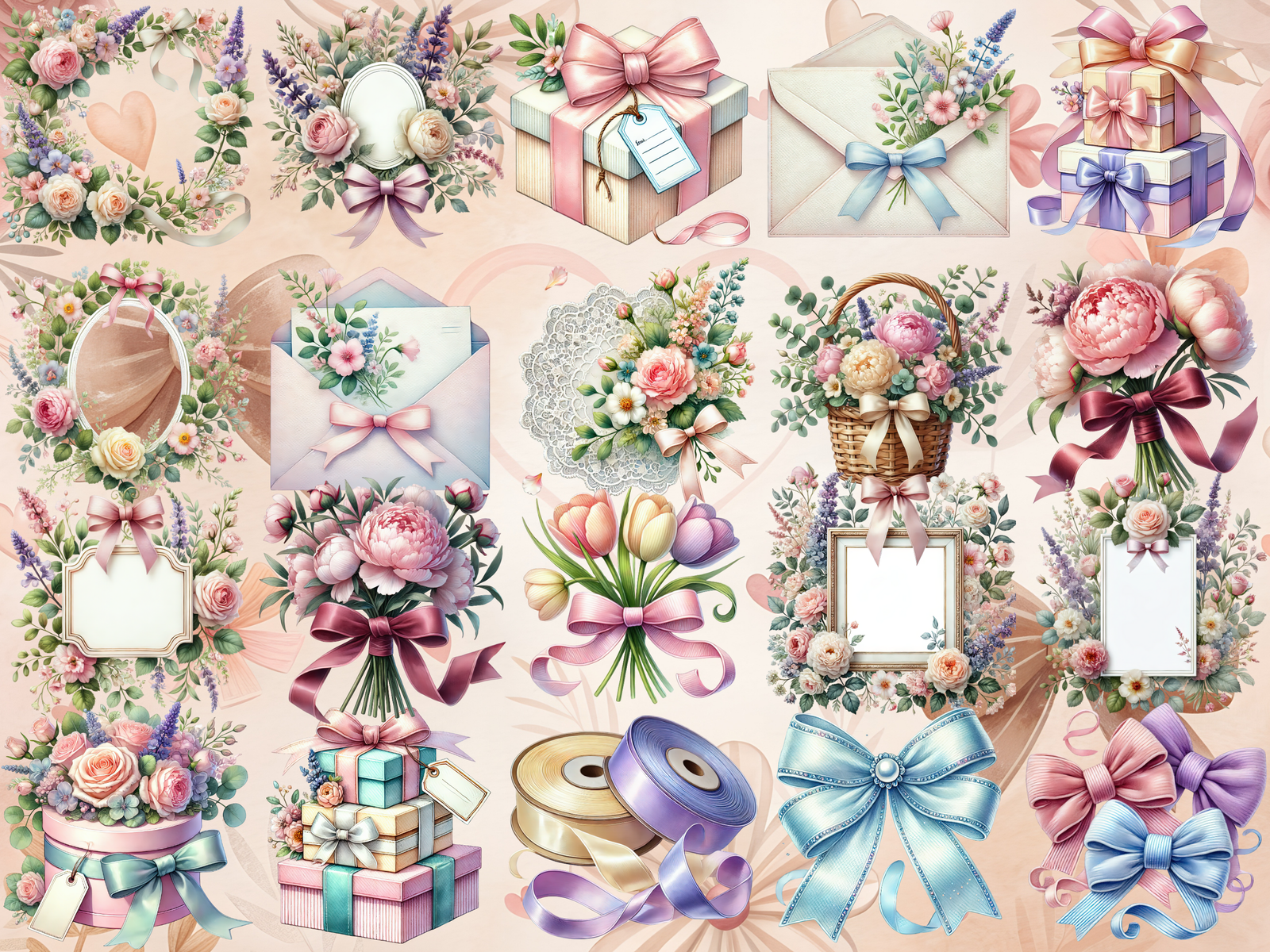 Pastel Petals & Bows Clipart (LIMITED EDITION) image 3
