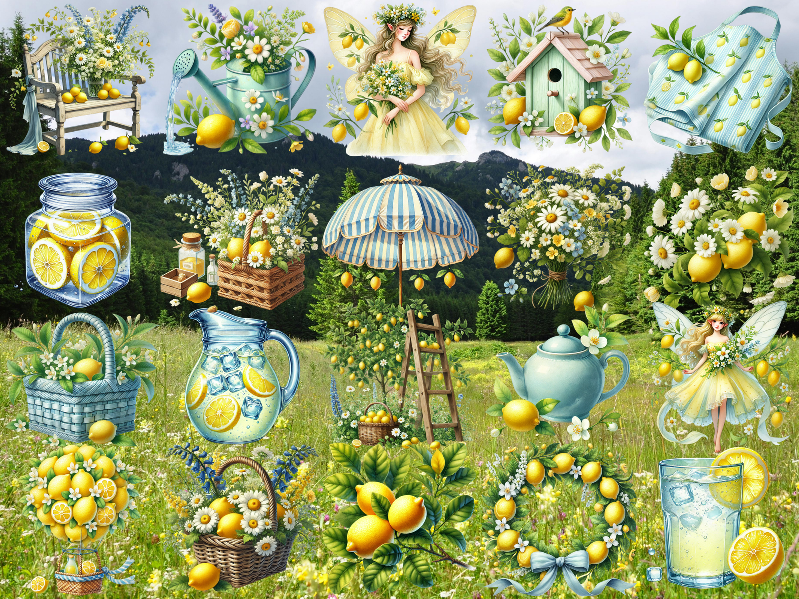 Lemons & Wildflowers Clipart (LIMITED EDITION) image 3