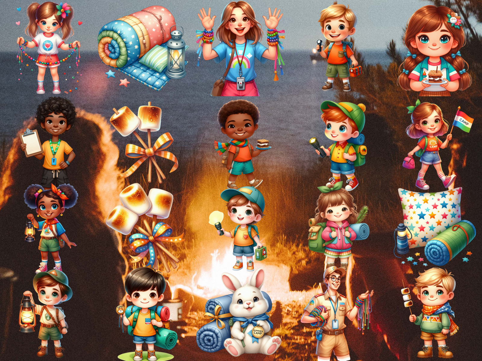 Summer Camp Friends Clipart (LIMITED EDITION BUNDLE) image 4