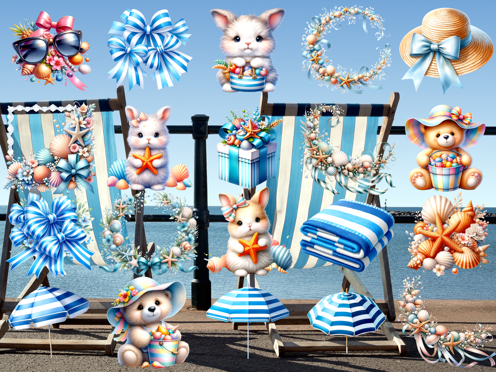 Seashells & Stripes Clipart (LIMITED EDITION BUNDLE) image 2