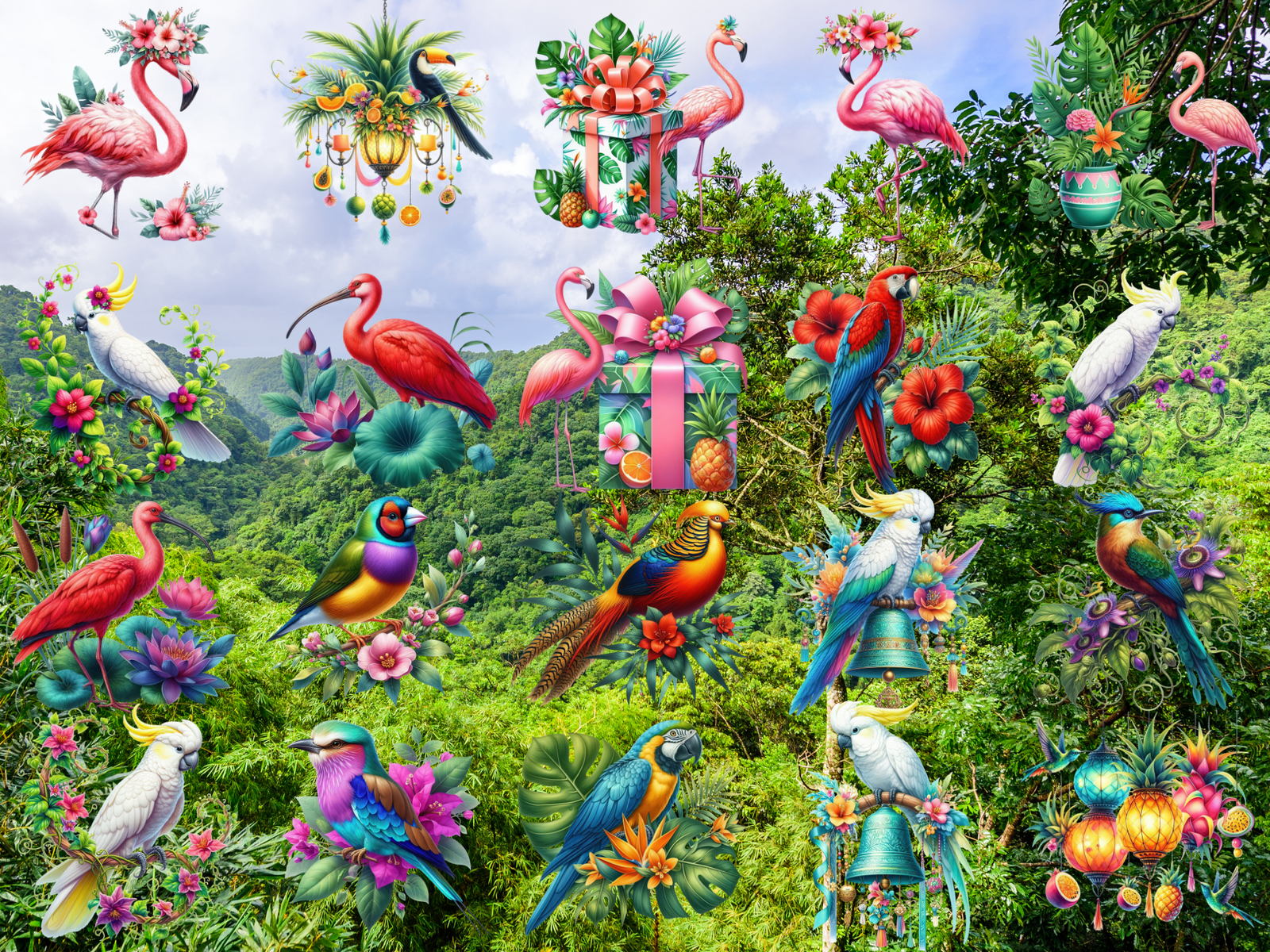 Tropical Bird Garden Clipart (LIMITED EDITION BUNDLE) image 2