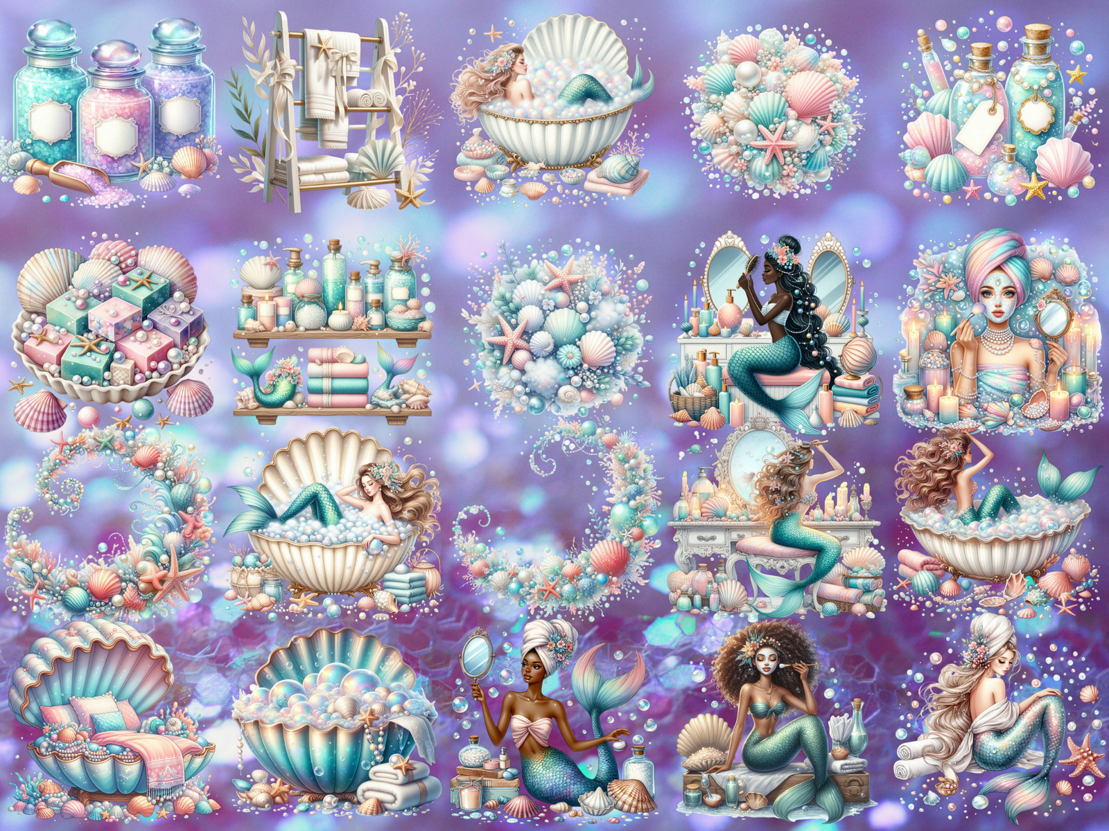 Mermaid Bathhouse Clipart (LIMITED EDITION) image 3