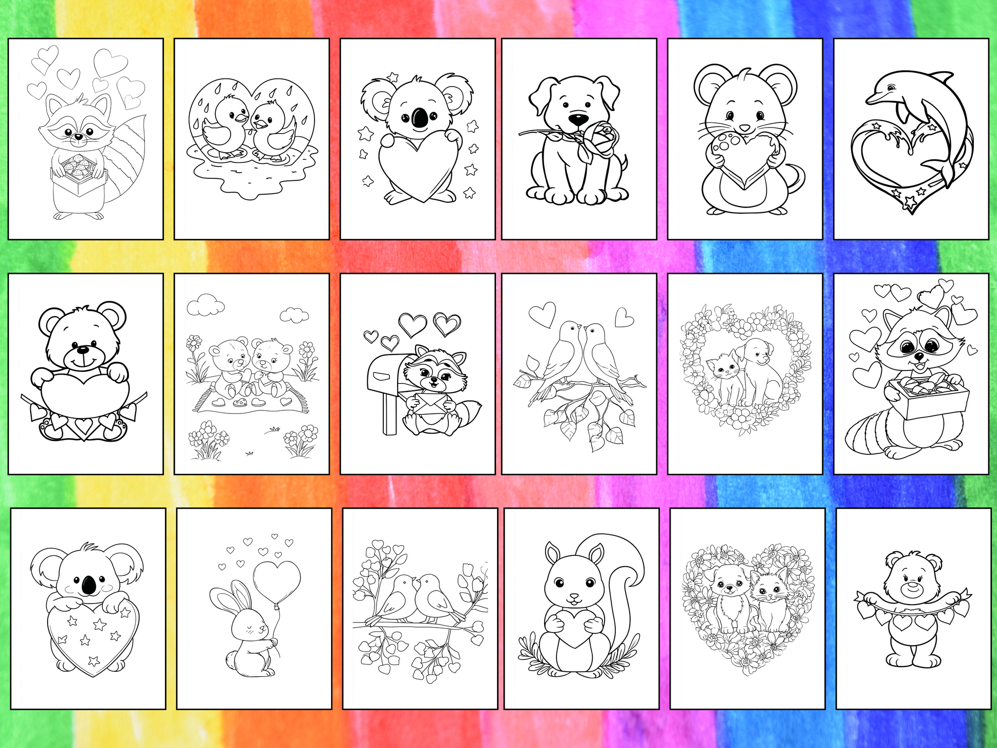 Valentine Animals coloring pages