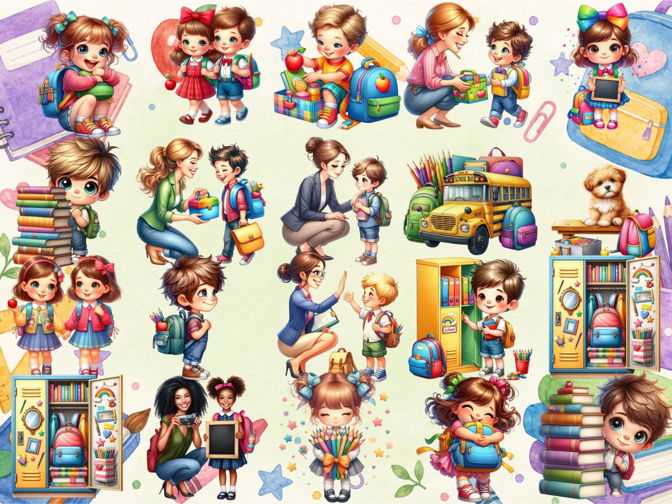 Back To School Cuties Clipart (LIMITED EDITION BUNDLE) image 4