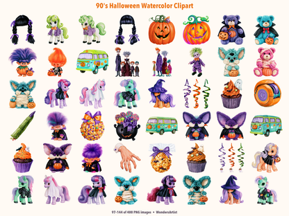 90's Halloween Watercolor Clipart — preview grid 3