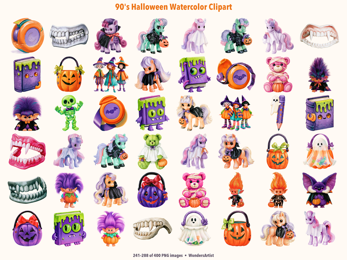 90's Halloween Watercolor Clipart — preview grid 6