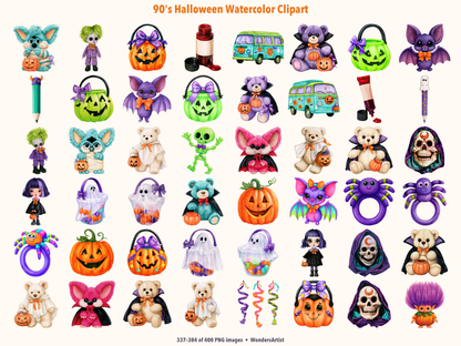 90's Halloween Watercolor Clipart — preview grid 8
