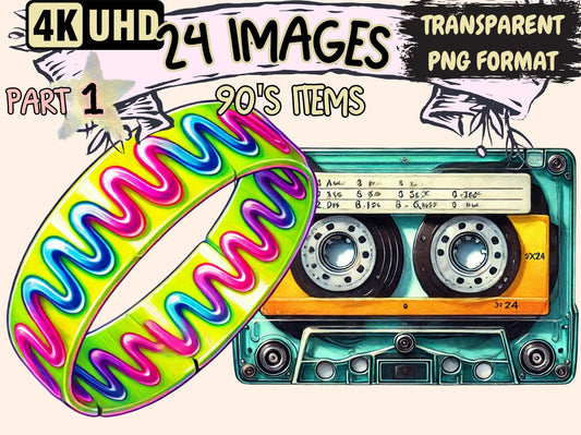 90's Items Clipart - High - Quality Instant Digital Download for Creative Projects