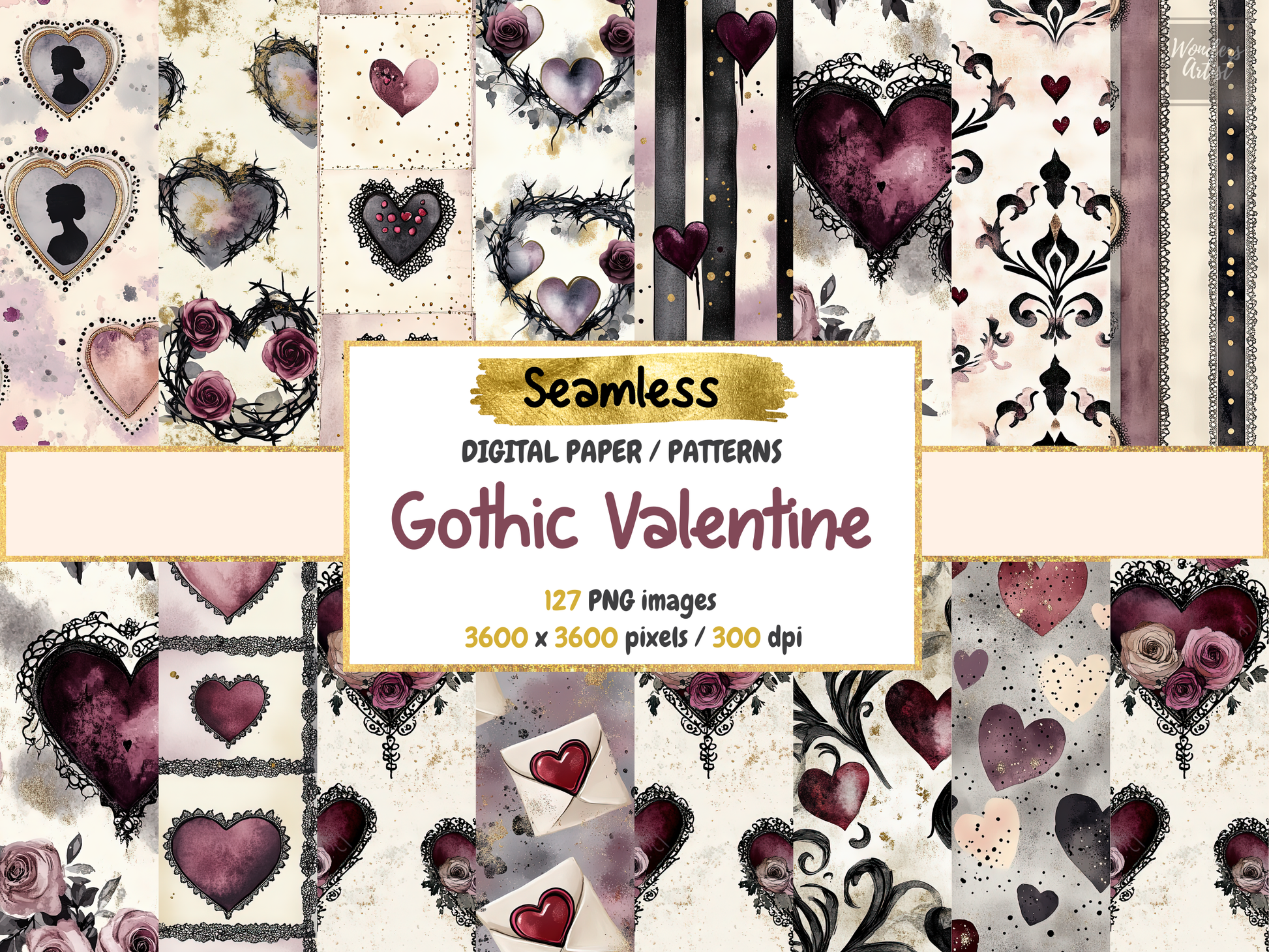 Gothic Valentine Digital Paper