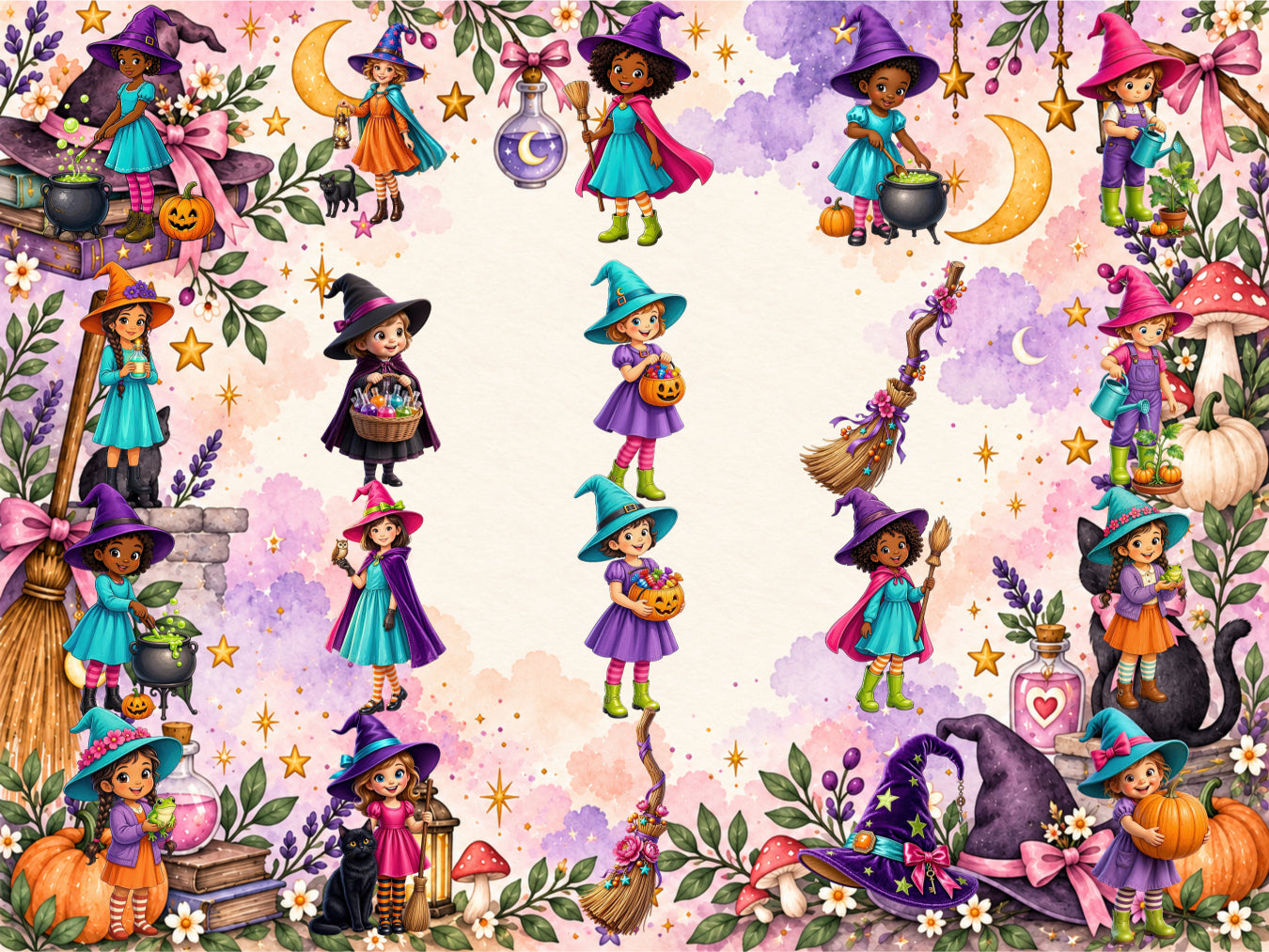 Little Witch Friends Clipart (LIMITED EDITION BUNDLE) image 5