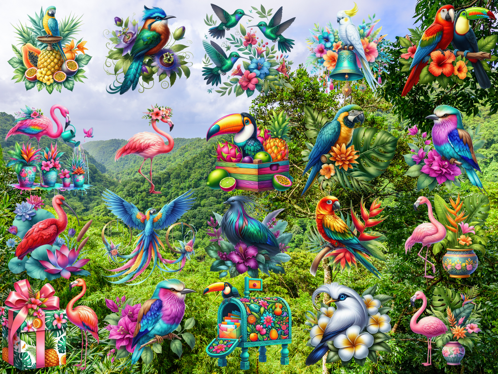 Tropical Bird Garden Clipart (LIMITED EDITION BUNDLE) image 3