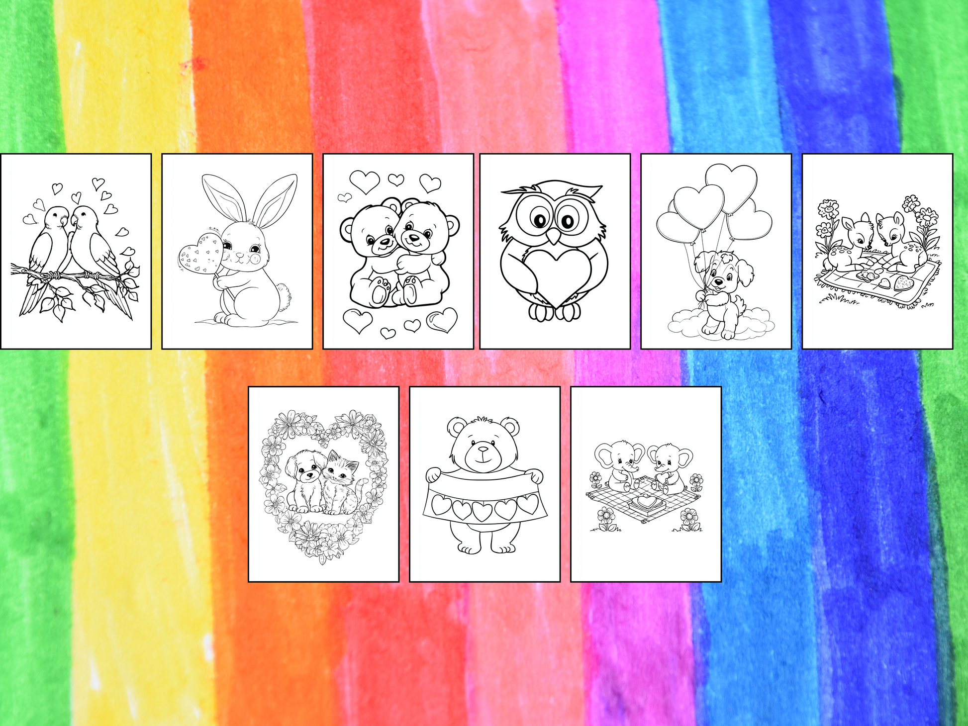 Valentine Animals coloring pages