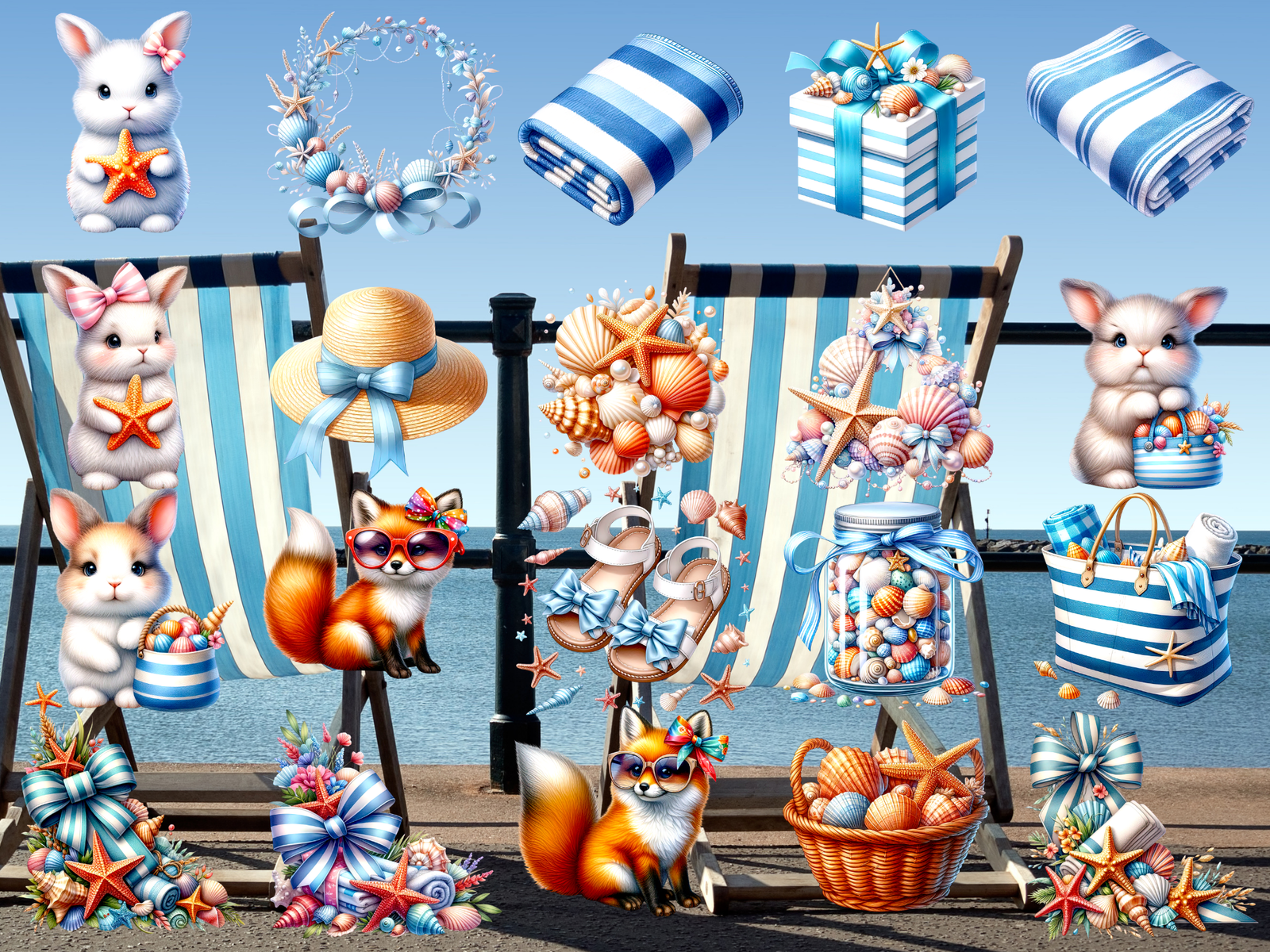 Seashells & Stripes Clipart (LIMITED EDITION BUNDLE) image 3