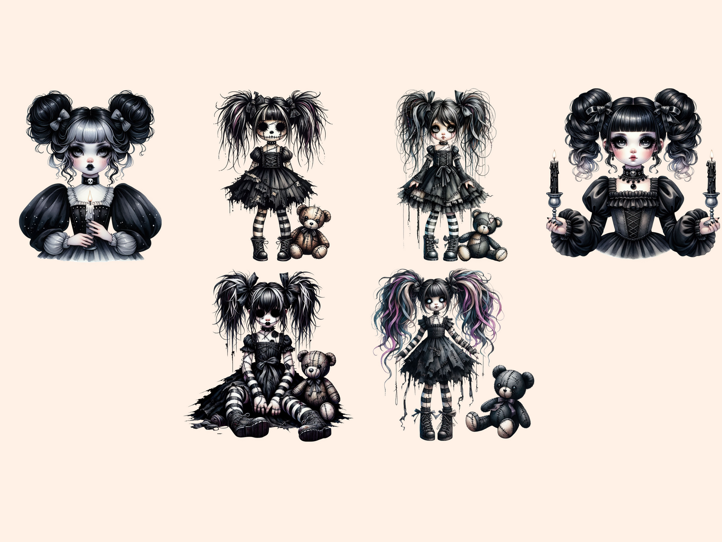 Clipart de muñecas góticas