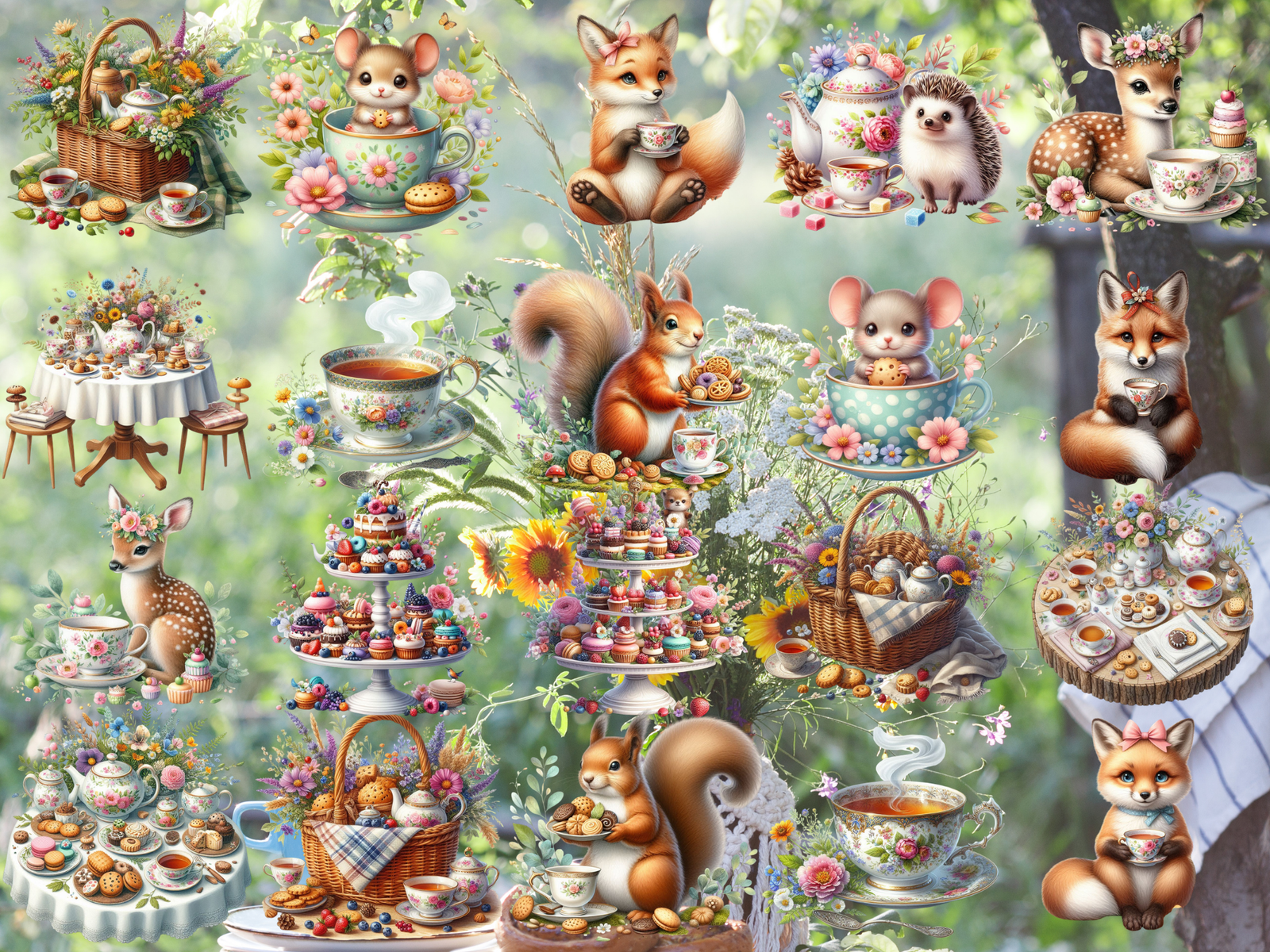 Woodland Tea Party Clipart (LIMITED EDITION) image 2