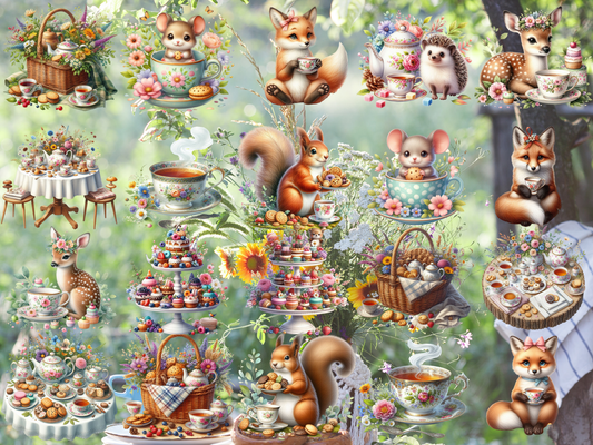Woodland Tea Party Clipart (LIMITED EDITION)
