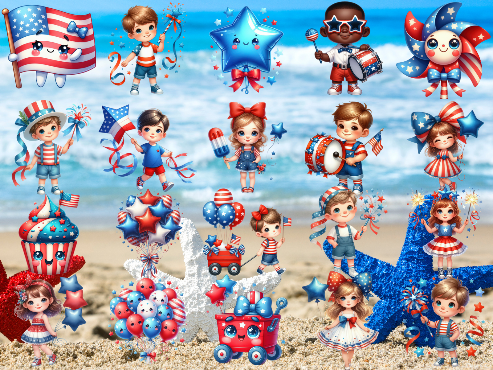 Fourth of July Cuties Clipart (LIMITED EDITION BUNDLE) image 3
