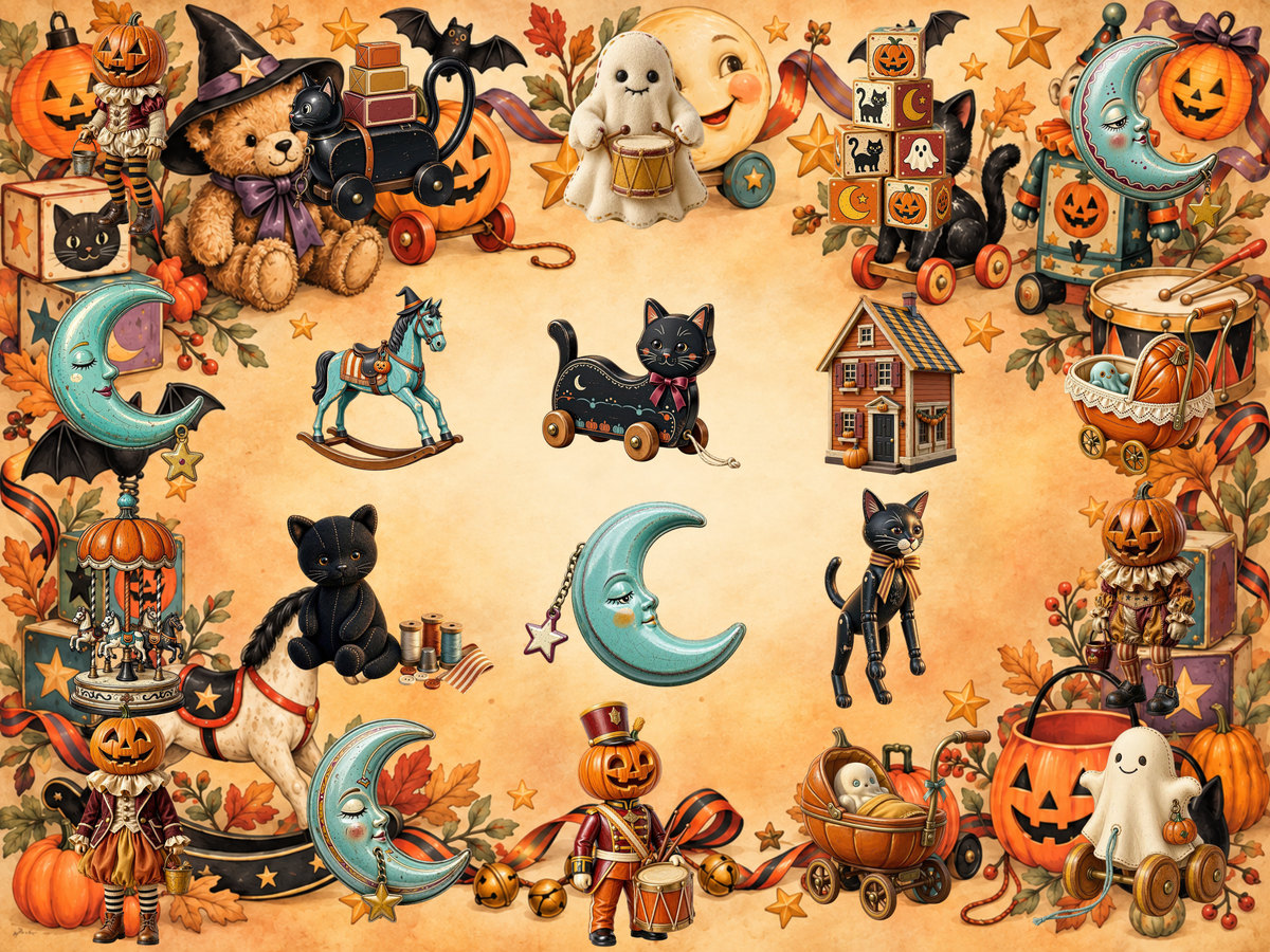 Vintage Halloween Toys Clipart (LIMITED EDITION BUNDLE) image 7
