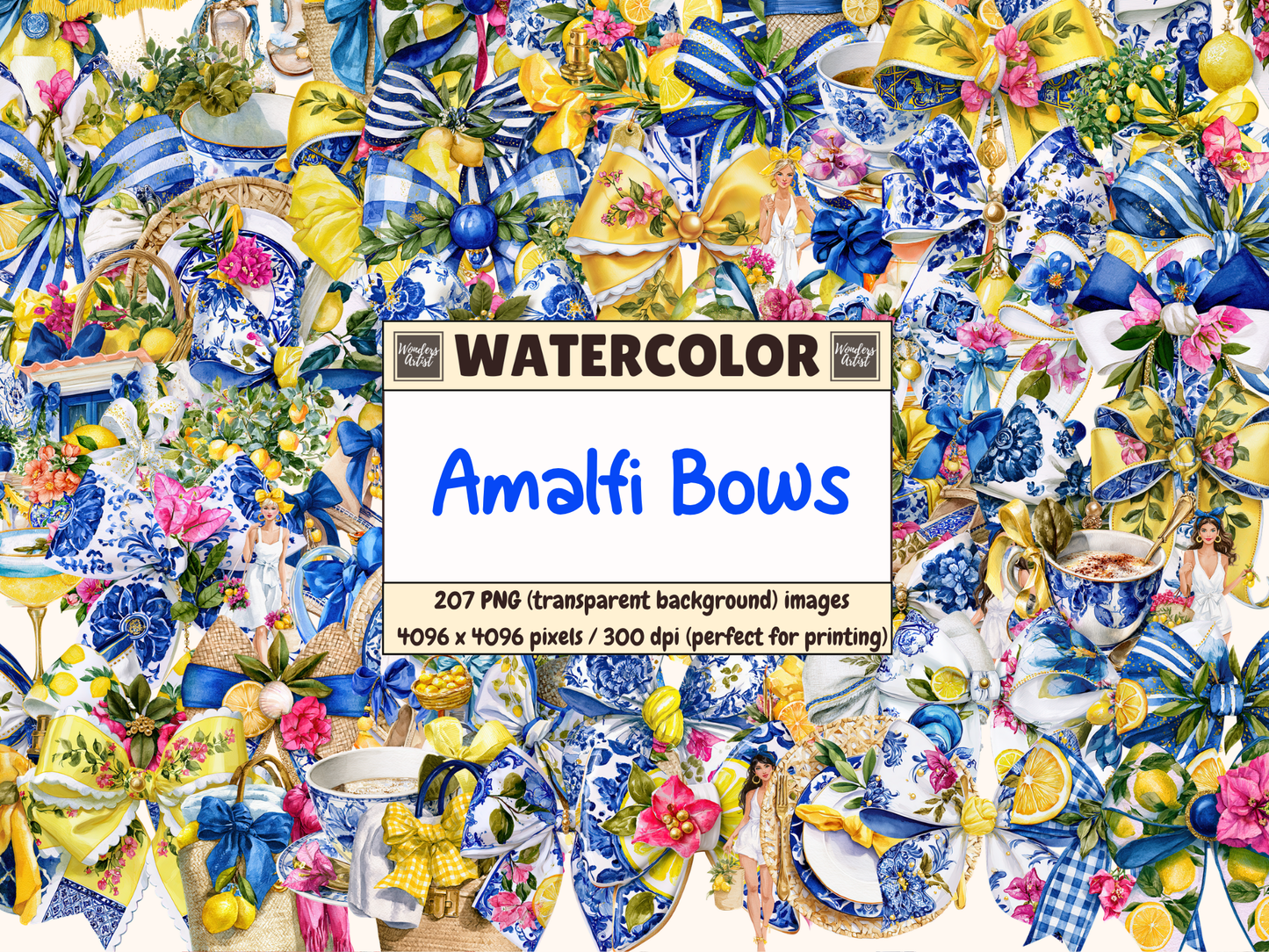 Amalfi Bows Watercolor Clipart