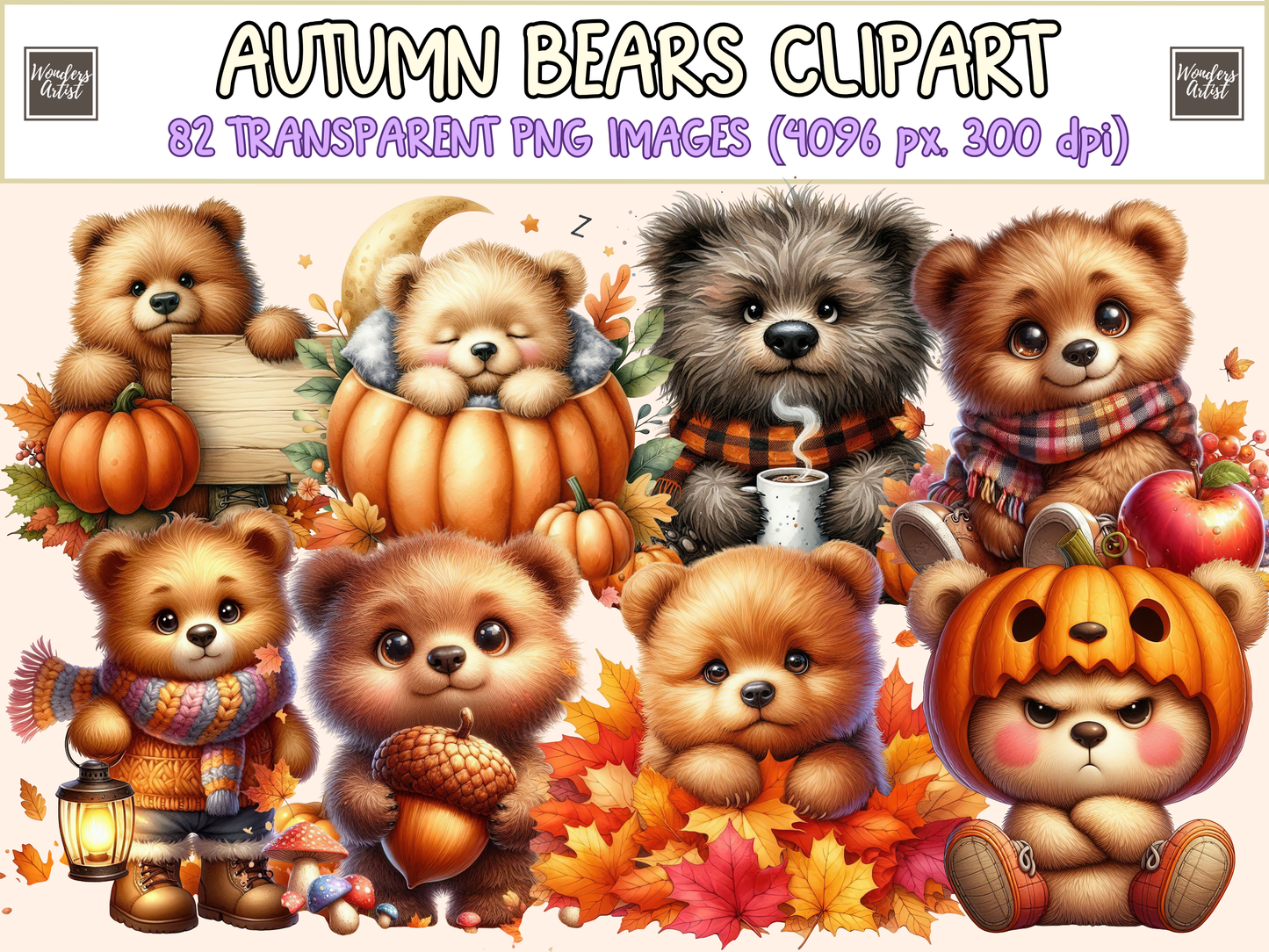 Autumn Bears Clipart