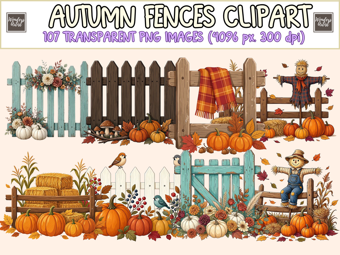 Autumn Fences Clipart