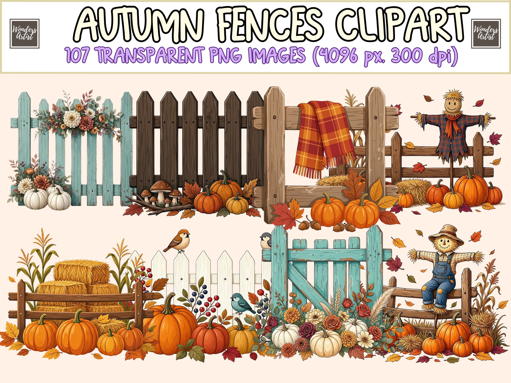 Autumn Fences Clipart