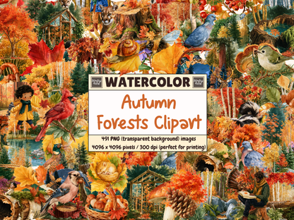 Autumn Forests Watercolor Clipart