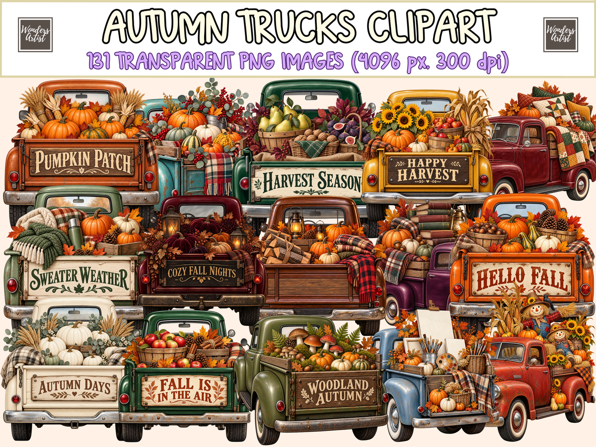 Autumn Trucks Clipart