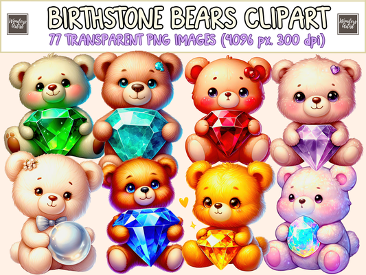 Birthstone Bears Clipart