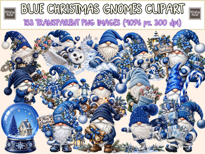 Blue Christmas Gnomes Clipart