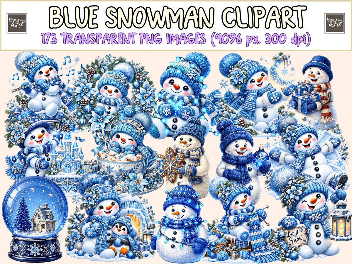 Blue Snowman Clipart