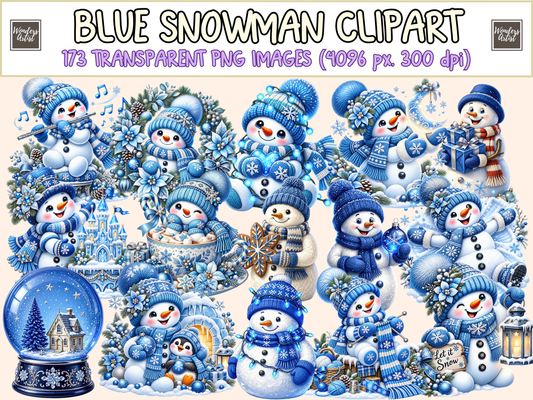 Blue Snowman Clipart