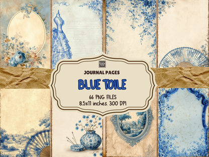 Blue Toile Journal Pages