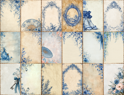 Blue Toile Journal Pages