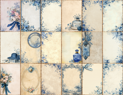 Blue Toile Journal Pages