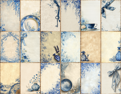 Blue Toile Journal Pages