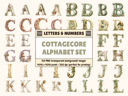 Cottagecore Alphabet & Numbers
