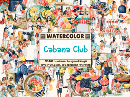 Cabana Club Watercolor Clipart
