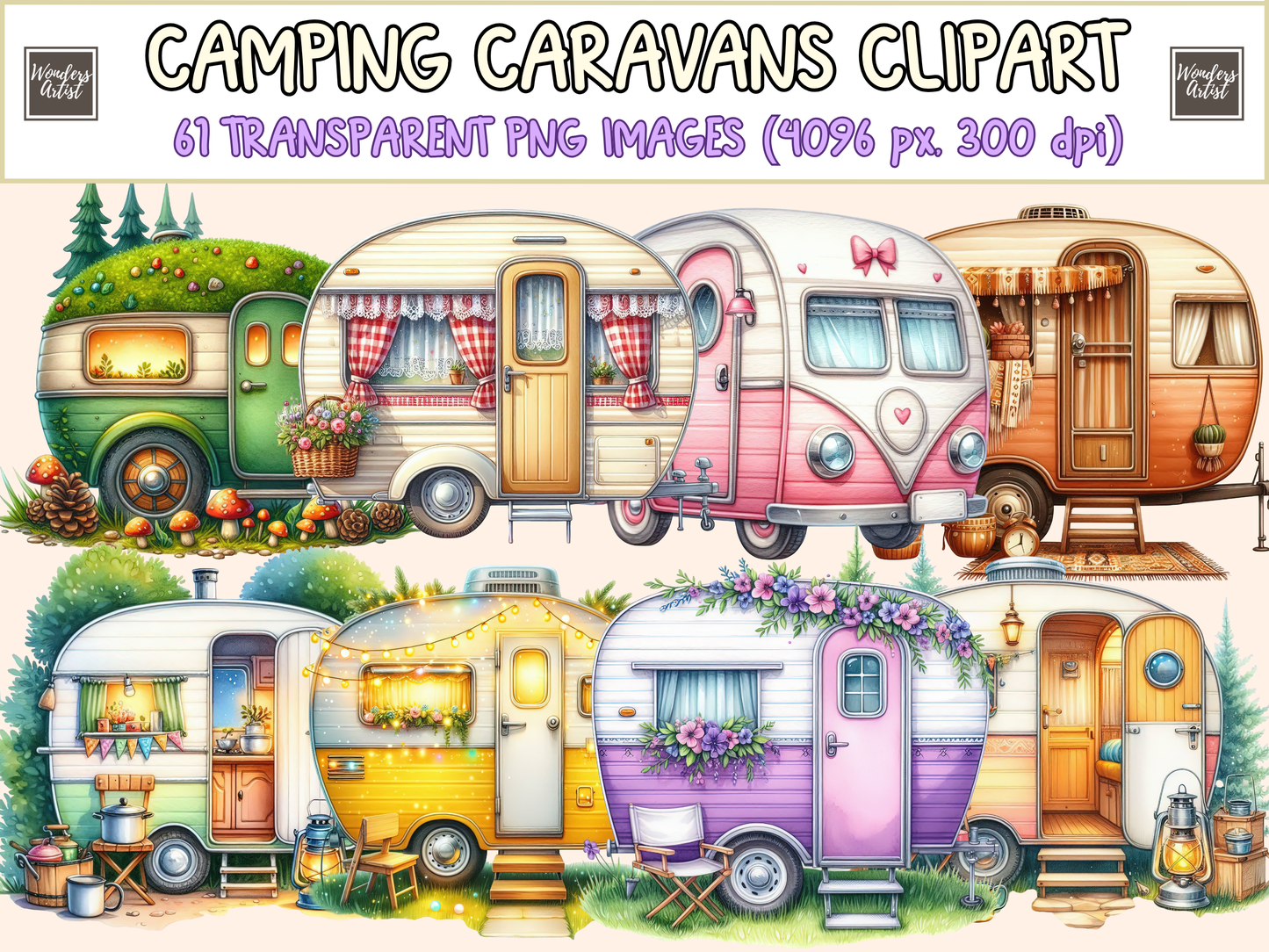 Camping Caravans Clipart