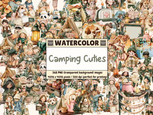Camping Cuties Watercolor Clipart