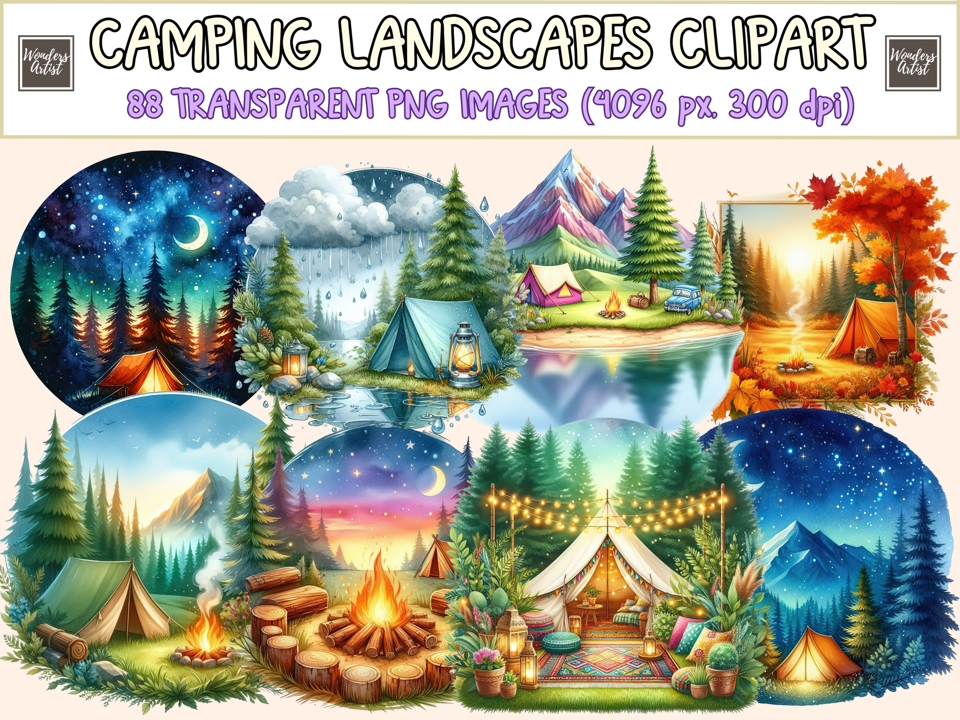 Camping Landscapes Clipart