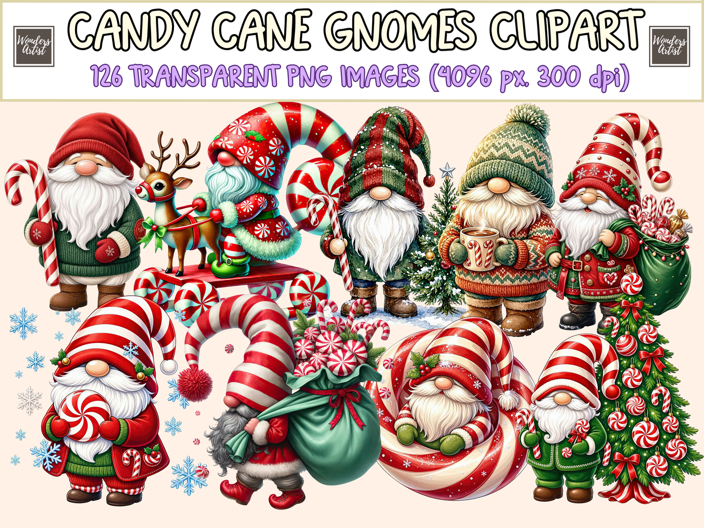 Candy Cane Gnomes Clipart