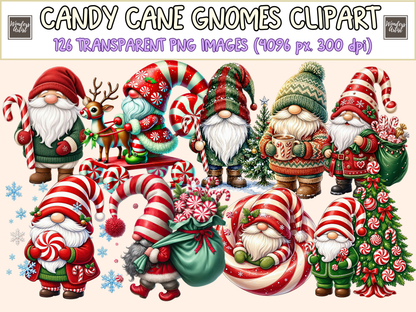 Candy Cane Gnomes Clipart