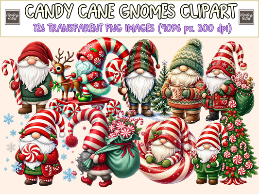Candy Cane Gnomes Clipart