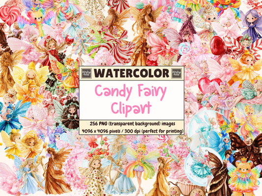 Candy Fairy Watercolor Clipart