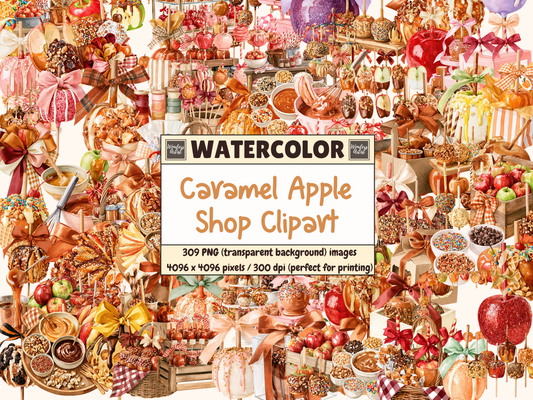 Caramel Apple Shop Watercolor Clipart